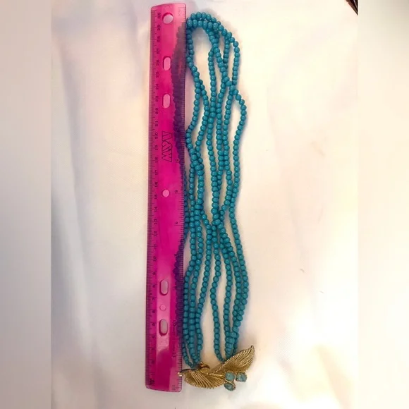 Elegant Gold and Turquoise Beaded Necklace - Picture 6 of 6
